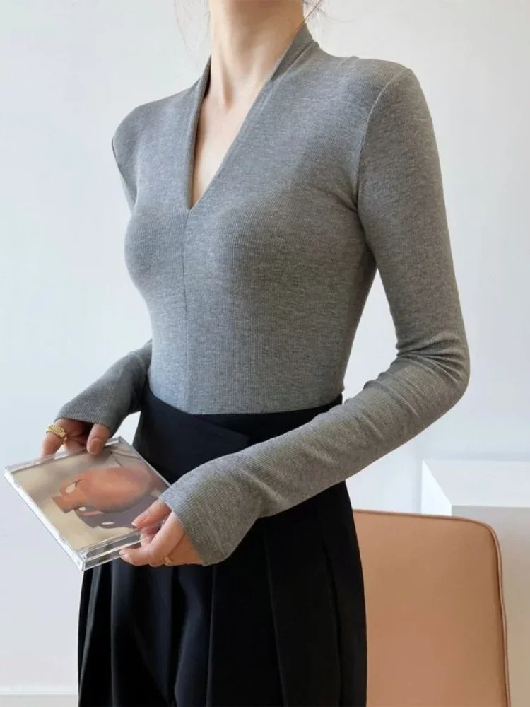 Women'S Fashion Tops - V-hals Slim Shirts Langarm Top Mooie