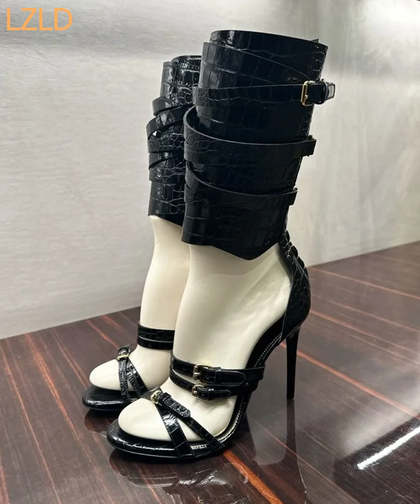 Fashion Women Belt - Zwart Sexy Catwalk Vrouwen Sandalen 2025,