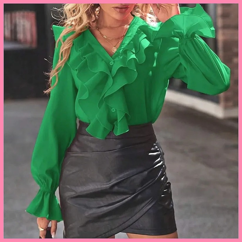 Women'S Fashion Tops - 2025 Mode V-hals Blouse met Geruite