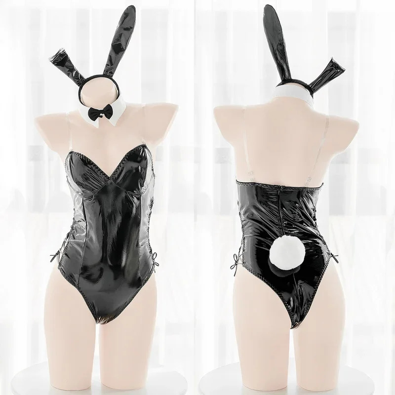 Women'S Fashion Leather Jacket - Sexy lingerie cosplay konijntje kostuum PU