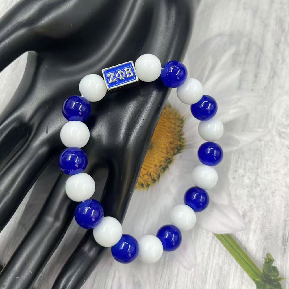 Women'S Fashion In 1920 - Blauwe en witte glazen kralen Zeta