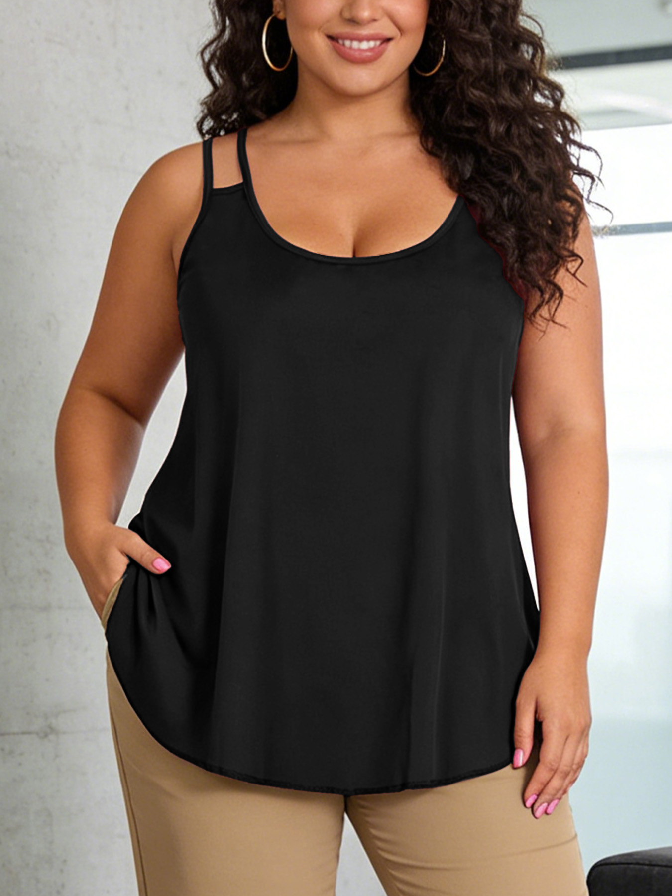 V Neck Cami Top - Plus Size Dames Cami Top Dubbele