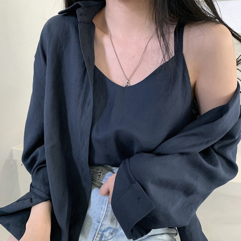 Women'S Young Fashion - Retro eenvoudige kleurige shirt-top met bandjes,