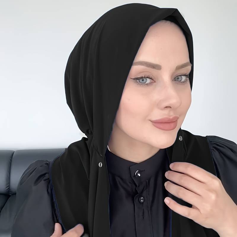 Women Fashion Hats - Moslimmode eenvoudige effen kleurige sjaalhoed met
