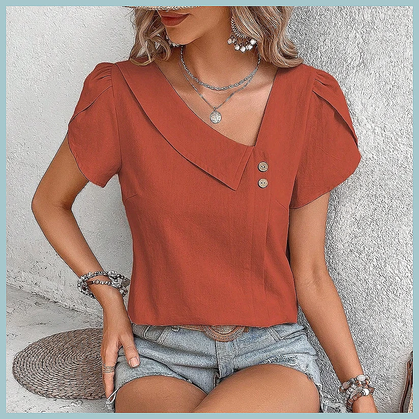 Women'S Fashion Tops - Zomerblouse 2024 in effen kleur voor
