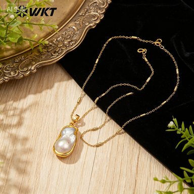 Women'S Fashion Vogue - WT-JN063 Natuurlijke Zoetwaterparelketting Met Gouden Trim