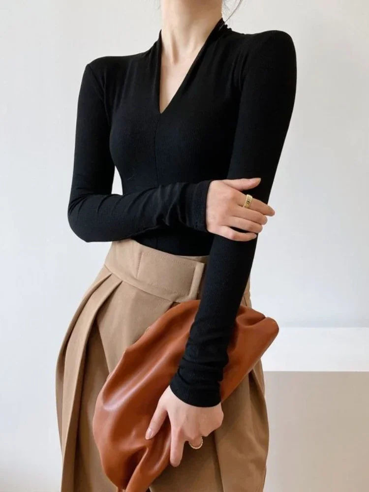 V-hals Slim Shirts Langarm Top - Women'S Fashion Tops recensie en prijs