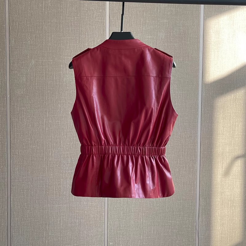 Dames Slim Waist Rood Echt Led - Women'S Fashion Leather Jacket recensie en prijs