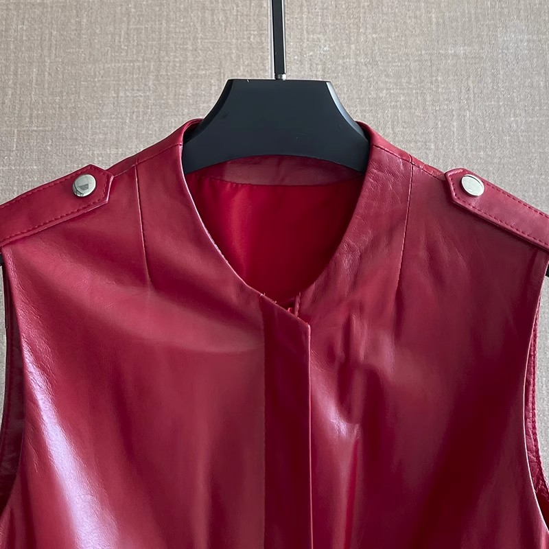 Dames Slim Waist Rood Echt Led - Women'S Fashion Leather Jacket recensie en prijs