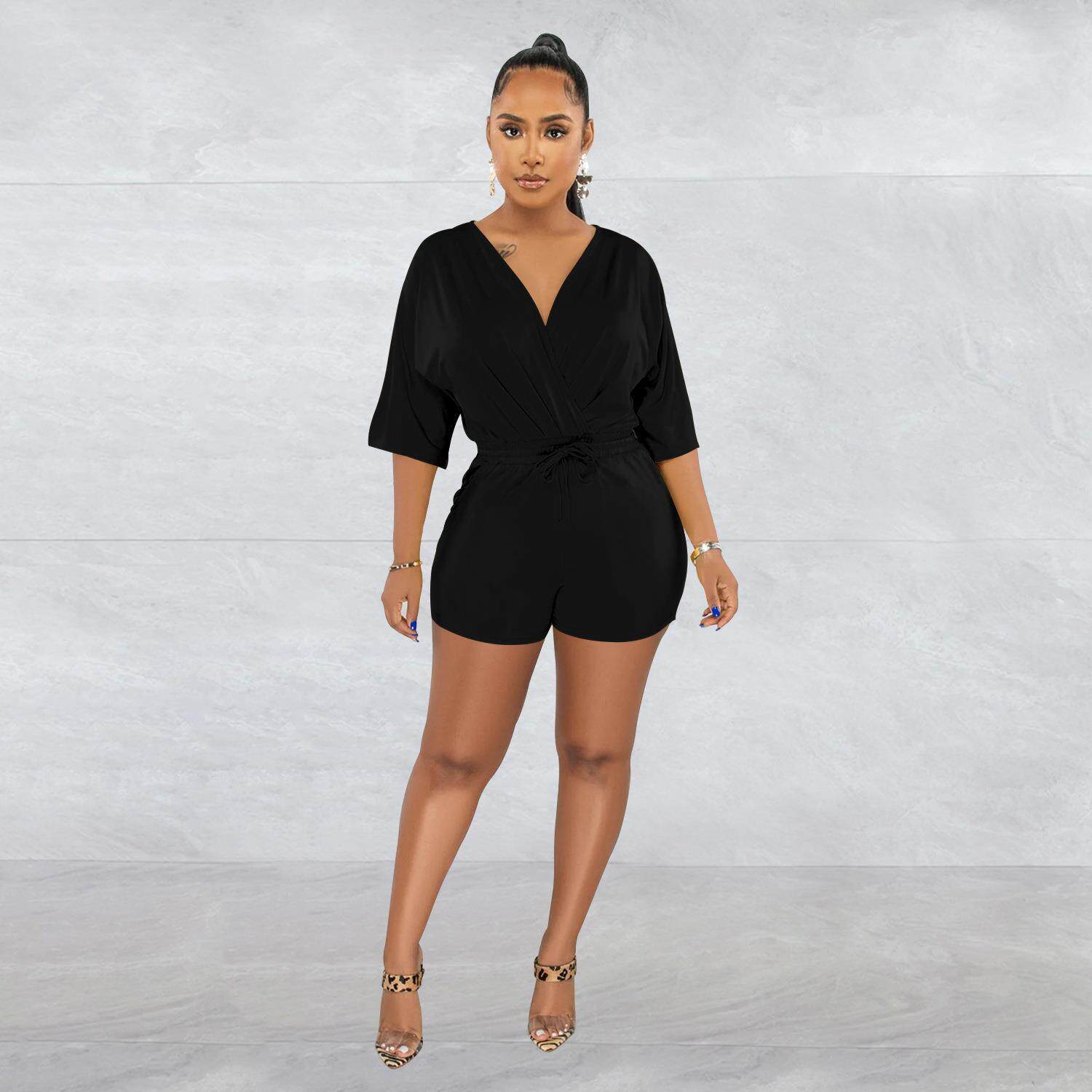 Modieuze romper met V-hals en  - Fashion Women Belt recensie en prijs