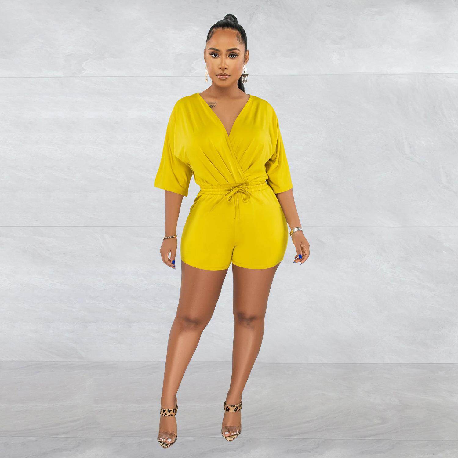 Modieuze romper met V-hals en  - Fashion Women Belt recensie en prijs