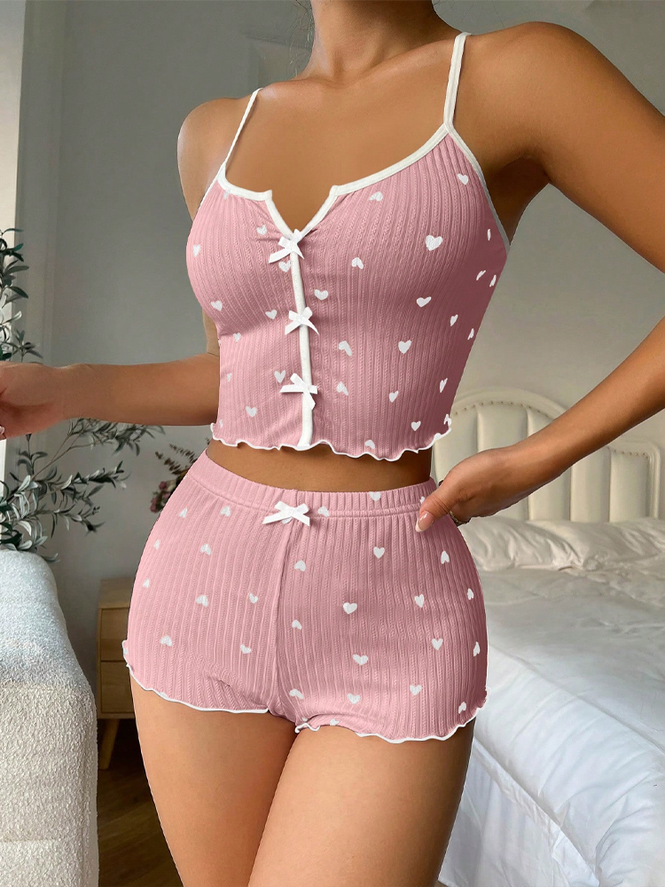2026 Nieuwe Sexy Hartprint Pyj - V Neck Cami Top recensie en prijs
