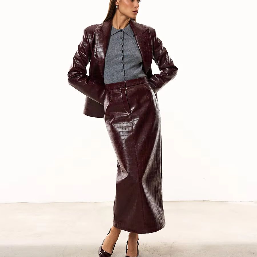 IG Dames Bourgondische Croc Ku - Women'S Fashion Leather Jacket recensie en prijs