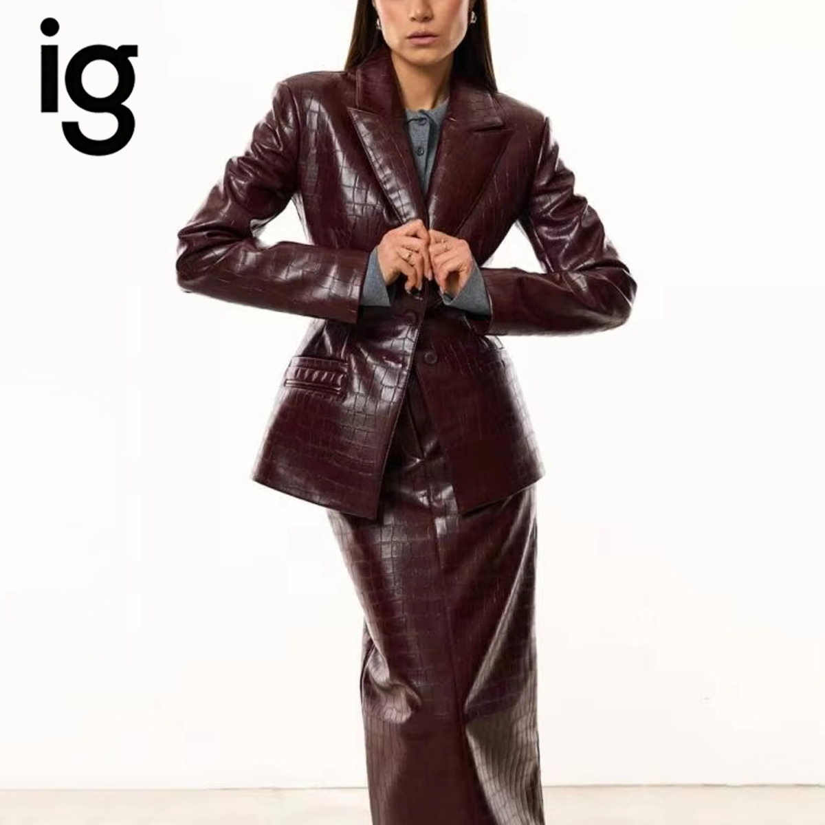 IG Dames Bourgondische Croc Ku - Women'S Fashion Leather Jacket recensie en prijs