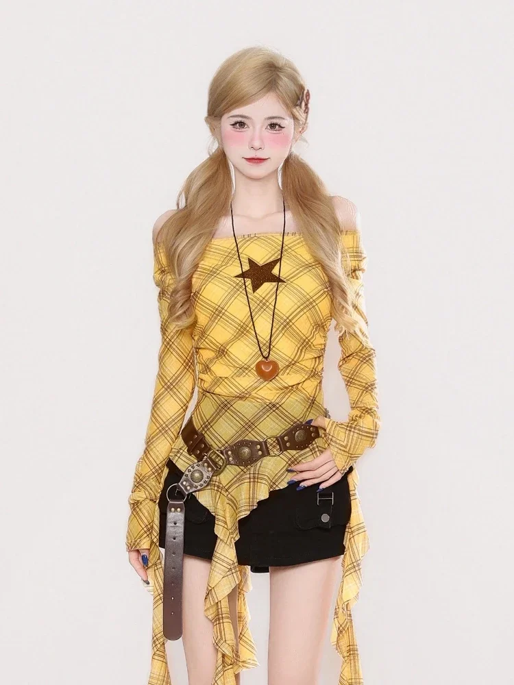 Y2K geruit vintage T-shirt met - Women'S Fashion Tops recensie en prijs