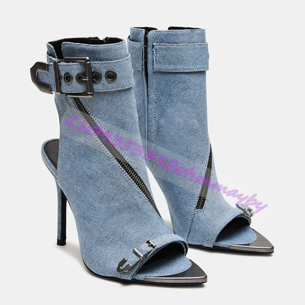 Zomer blauwe denim laarzen met - Fashion Women Belt recensie en prijs