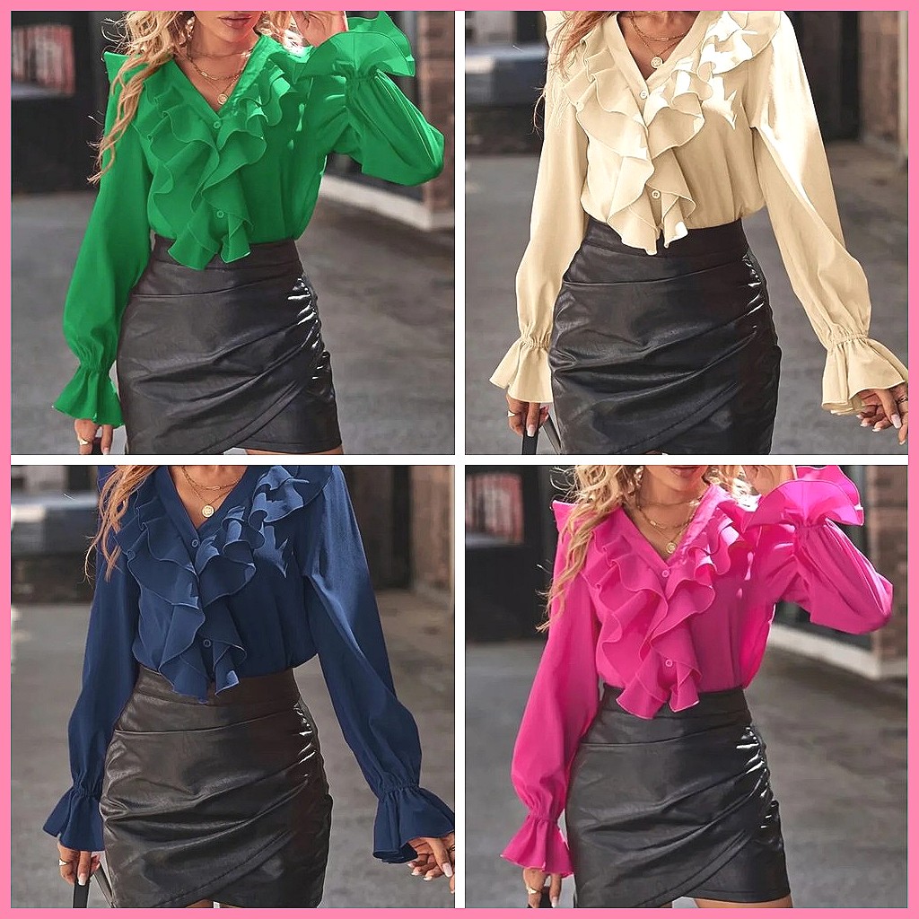 2025 Mode V-hals Blouse met Ge - Women'S Fashion Tops recensie en prijs