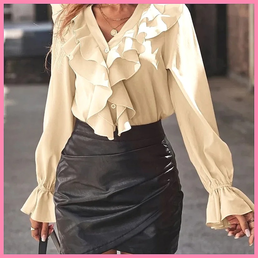 2025 Mode V-hals Blouse met Ge - Women'S Fashion Tops recensie en prijs