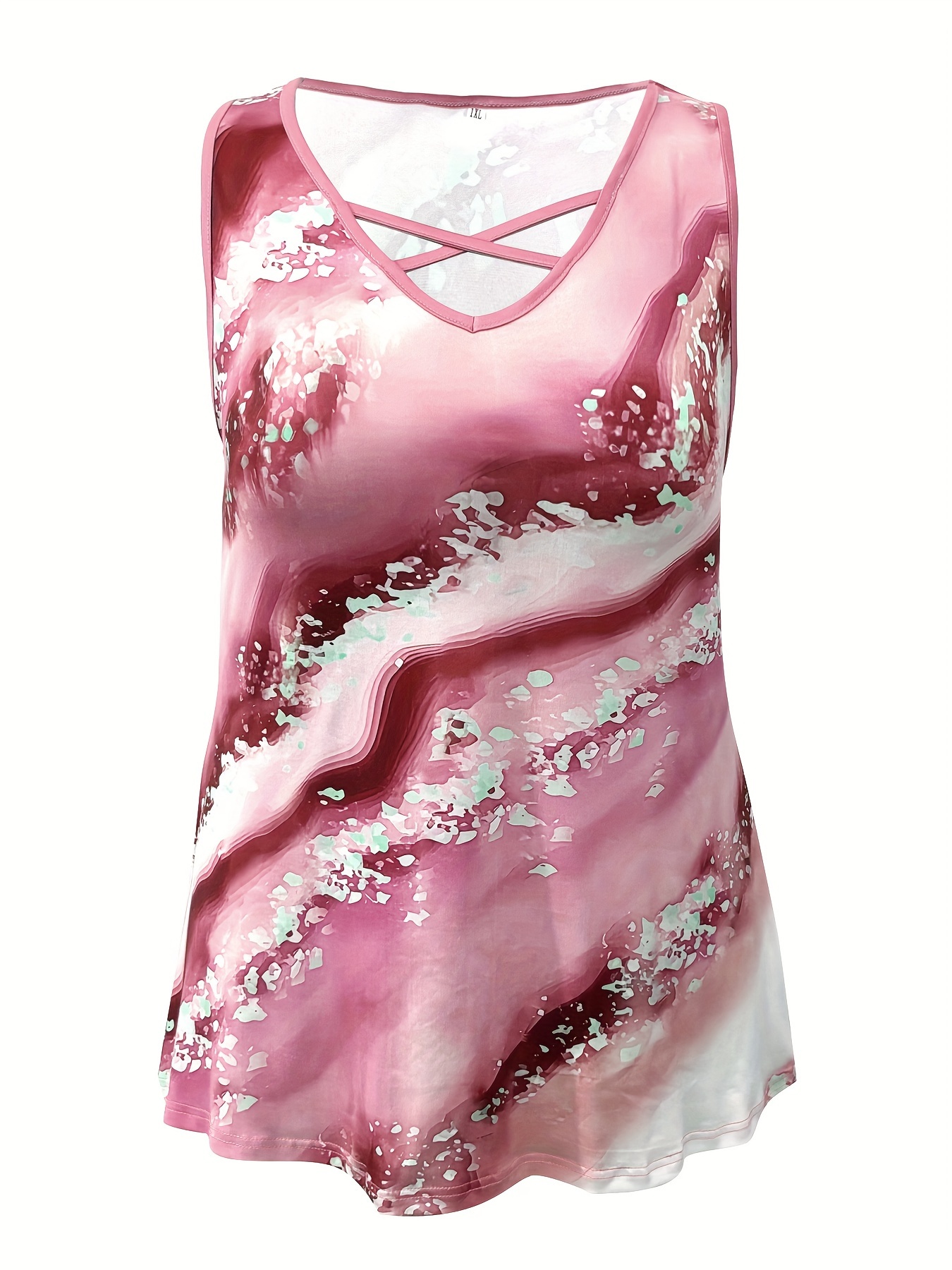 Plus Size Tanktop met marmeren - V Neck Cami Top recensie en prijs