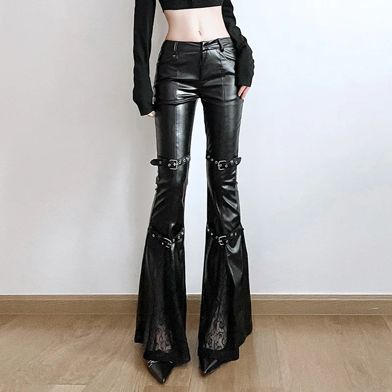 Dames PU lederen flare broek,  - Women'S Y2K Fashion Aesthetic recensie en prijs
