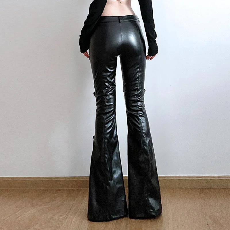 Dames PU lederen flare broek,  - Women'S Y2K Fashion Aesthetic recensie en prijs