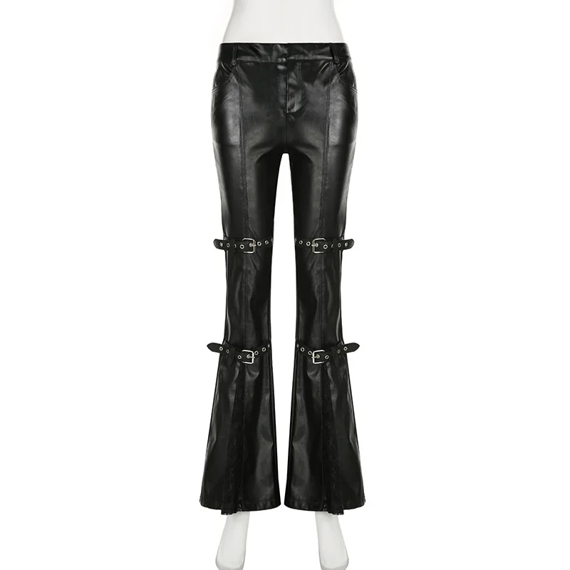 Dames PU lederen flare broek,  - Women'S Y2K Fashion Aesthetic recensie en prijs